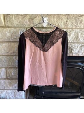 Metaphor colorblock lace long sleeve top size XS